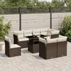 Image de Vidaxl Salon De Jardin Avec Coussins 9 Pcs Marron RÃ©sine TressÃ©e