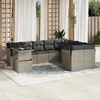 Image de vidaXL Vidaxl Salon De Jardin Avec Coussins 10 Pcs Gris Clair Résine Tressée