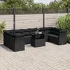 Image de Vidaxl Salon De Jardin 11 Pcs Avec Coussins Noir RÃ©sine TressÃ©e