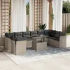 Image de Vidaxl Salon De Jardin 11 Pcs Avec Coussins Gris Clair RÃ©sine TressÃ©e
