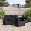 Image de Vidaxl Salon De Jardin 5 Pcs Avec Coussins Noir RÃ©sine TressÃ©e
