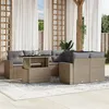 Image de vidaXL Salon de jardin avec coussins 9 pcs beige résine tressée