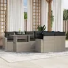 Image de vidaXL Salon de jardin 9 pcs avec coussins gris clair résine tressée