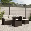 Image de vidaXL Salon de jardin avec coussins 6 pcs marron résine tressée3267243