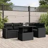 Image de Vidaxl Salon De Jardin 6 Pcs Avec Coussins Noir RÃ©sine TressÃ©e