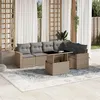 Image de vidaXL Salon de jardin avec coussins 7 pcs beige résine tressée