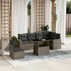 Image de Vidaxl Salon De Jardin Avec Coussins 7 Pcs Gris RÃ©sine TressÃ©e