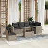 Image de Vidaxl Salon De Jardin Avec Coussins 7 Pcs Gris Clair RÃ©sine TressÃ©e