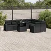 Image de Vidaxl Salon De Jardin 10 Pcs Avec Coussins Noir RÃ©sine TressÃ©e