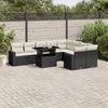 Image de vidaXL Salon de jardin 10 pcs avec coussins noir résine tressée3267496