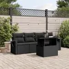 Image de Vidaxl Salon De Jardin 5 Pcs Avec Coussins Noir RÃ©sine TressÃ©e
