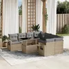 Image de vidaXL Salon de jardin avec coussins 9 pcs beige résine tressée