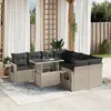 Image de Vidaxl Salon De Jardin 9 Pcs Avec Coussins Gris Clair RÃ©sine TressÃ©e