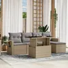 Image de Vidaxl Salon De Jardin Avec Coussins 6 Pcs Beige RÃ©sine TressÃ©e