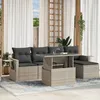 Image de Vidaxl Salon De Jardin 6 Pcs Avec Coussins Gris Clair RÃ©sine TressÃ©e