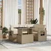 Image de vidaXL Salon de jardin avec coussins 5 pcs beige résine tressée3267878