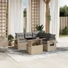 Image de Vidaxl Salon De Jardin Avec Coussins 6 Pcs Beige RÃ©sine TressÃ©e