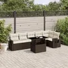 Image de vidaXL Salon de jardin avec coussins 7 pcs marron résine tressée