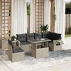Image de Vidaxl Salon De Jardin Avec Coussins 7 Pcs Gris Clair RÃ©sine TressÃ©e
