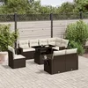 Image de Vidaxl Salon De Jardin Avec Coussins 9 Pcs Marron RÃ©sine TressÃ©e