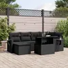 Image de Vidaxl Salon De Jardin 7 Pcs Avec Coussins Noir RÃ©sine TressÃ©e