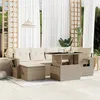 Image de Vidaxl Salon De Jardin Avec Coussins 7 Pcs Beige RÃ©sine TressÃ©e