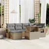 Image de Vidaxl Salon De Jardin Avec Coussins 7 Pcs Beige RÃ©sine TressÃ©e