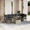 Image de vidaXL Salon de jardin 8 pcs avec coussins gris clair résine tressée