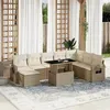 Image de vidaXL Salon de jardin avec coussins 9 pcs beige résine tressée
