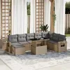 Image de vidaXL Salon de jardin avec coussins 9 pcs beige résine tressée