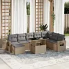 Image de Vidaxl Salon De Jardin Avec Coussins 9 Pcs Beige RÃ©sine TressÃ©e