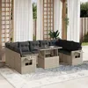 Image de Vidaxl Salon De Jardin Avec Coussins 10 Pcs Gris Clair RÃ©sine TressÃ©e