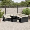 Image de Vidaxl Salon De Jardin 10 Pcs Avec Coussins Noir RÃ©sine TressÃ©e