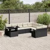 Image de vidaXL Vidaxl Salon De Jardin 10 Pcs Avec Coussins Noir Résine Tressée