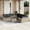 Image de vidaXL Salon de jardin 11 pcs avec coussins gris clair résine tressée