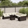 Image de vidaXL Salon de jardin et coussins 11 pcs marron résine tressée