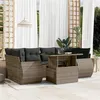 Image de vidaXL Salon de jardin avec coussins 7 pcs gris résine tressée