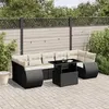 Image de vidaXL Salon de jardin 8 pcs avec coussins noir résine tressée3268406