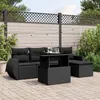 Image de Vidaxl Salon De Jardin 6 Pcs Avec Coussins Noir RÃ©sine TressÃ©e