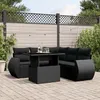 Image de Vidaxl Salon De Jardin 6 Pcs Avec Coussins Noir RÃ©sine TressÃ©e