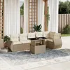 Image de Vidaxl Salon De Jardin Avec Coussins 7 Pcs Beige RÃ©sine TressÃ©e