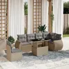 Image de Vidaxl Salon De Jardin Avec Coussins 7 Pcs Beige RÃ©sine TressÃ©e