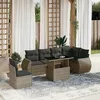 Image de Vidaxl Salon De Jardin Avec Coussins 7 Pcs Gris RÃ©sine TressÃ©e