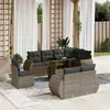 Image de vidaXL Salon de jardin 9 pcs avec coussins gris résine tressée3268670