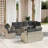 Image de vidaXL Salon de jardin 9 pcs avec coussins gris clair résine tressée