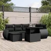 Image de Vidaxl Salon De Jardin 7 Pcs Avec Coussins Noir RÃ©sine TressÃ©e