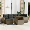 Image de vidaXL Vidaxl Salon De Jardin Avec Coussins 7 Pcs Gris Résine Tressée