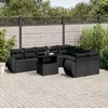 Image de Vidaxl Salon De Jardin 10 Pcs Avec Coussins Noir RÃ©sine TressÃ©e