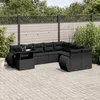 Image de Vidaxl Salon De Jardin 10 Pcs Avec Coussins Noir RÃ©sine TressÃ©e
