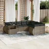 Image de vidaXL Vidaxl Salon De Jardin Avec Coussins 10 Pcs Gris Résine Tressée